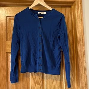 LOFT blue cardigan with black buttons sz Medium